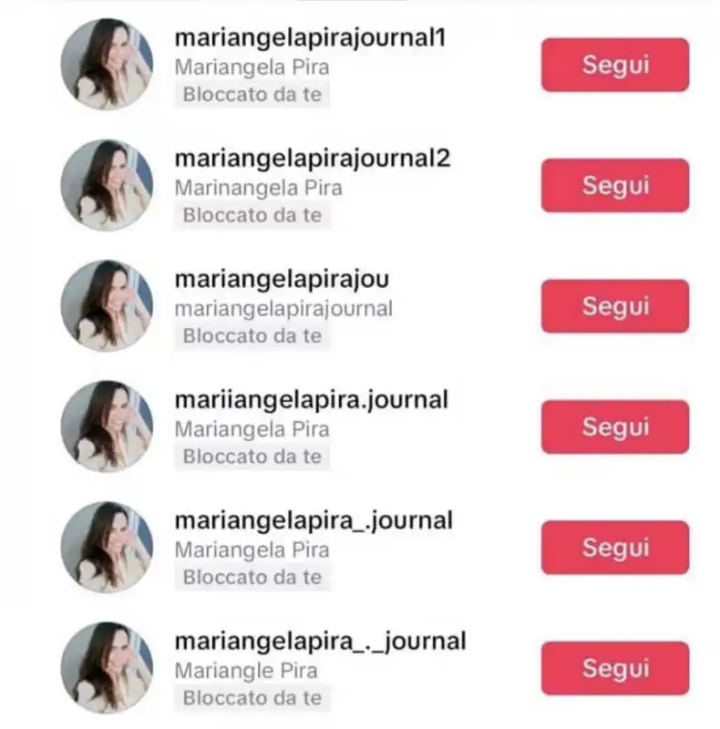 profili fake di mariangela pira