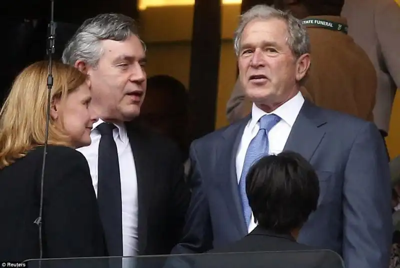 Gordon Brown con la moglie Sarah e George W Bush 