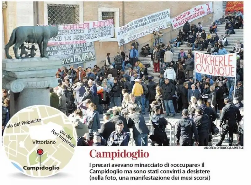 LE PROTESTE A ROMA CAMPIDOGLIO 