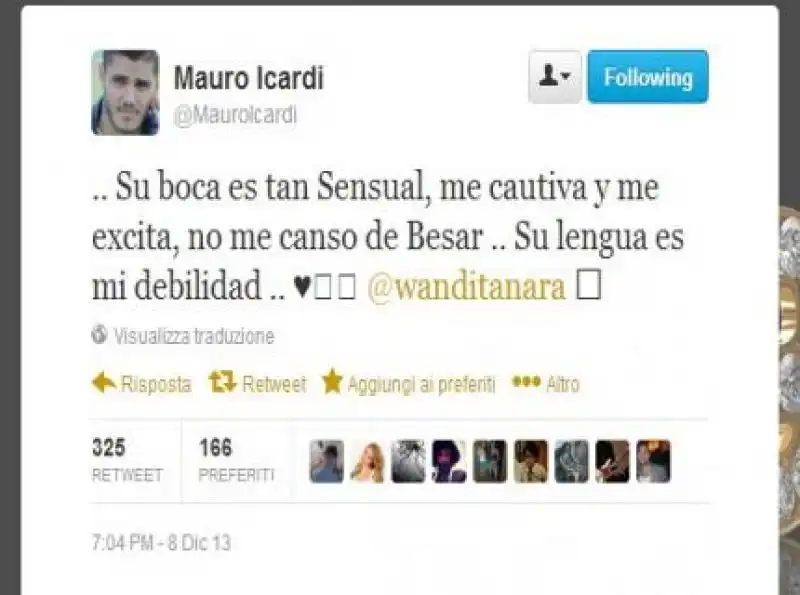 IL TWEET HOT DI ICARDI PER WANDA NARAIL TWEET HOT DI ICARDI PER WANDA NARA