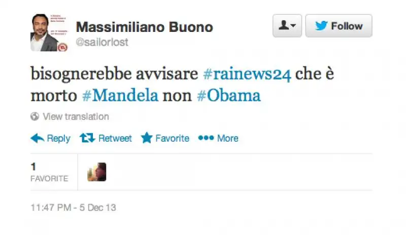 I TWEET SU RAINEWS E MANDELA 