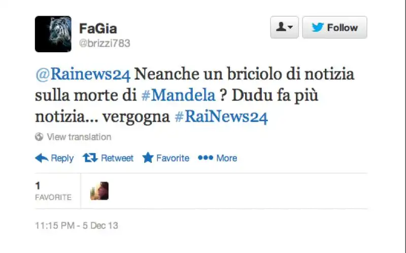 I TWEET SU RAINEWS E MANDELA 