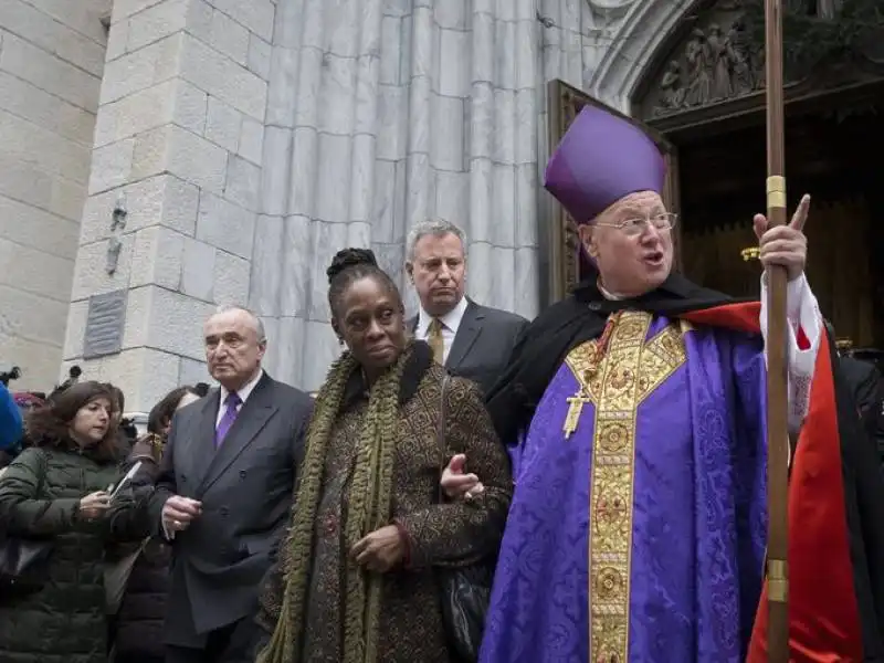 bratton i coniugi de blasio e il cardinale timothy dolan