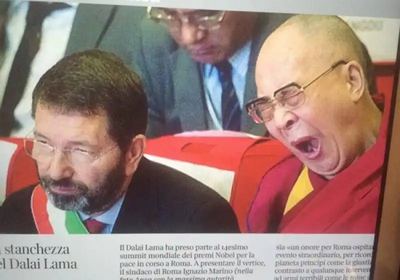 francesca fagnani twitta il dalai lama che sbadiglia con ignazio marino