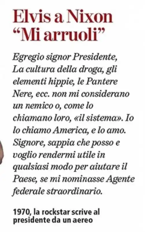 lettera di elvis preasley a richard nixon