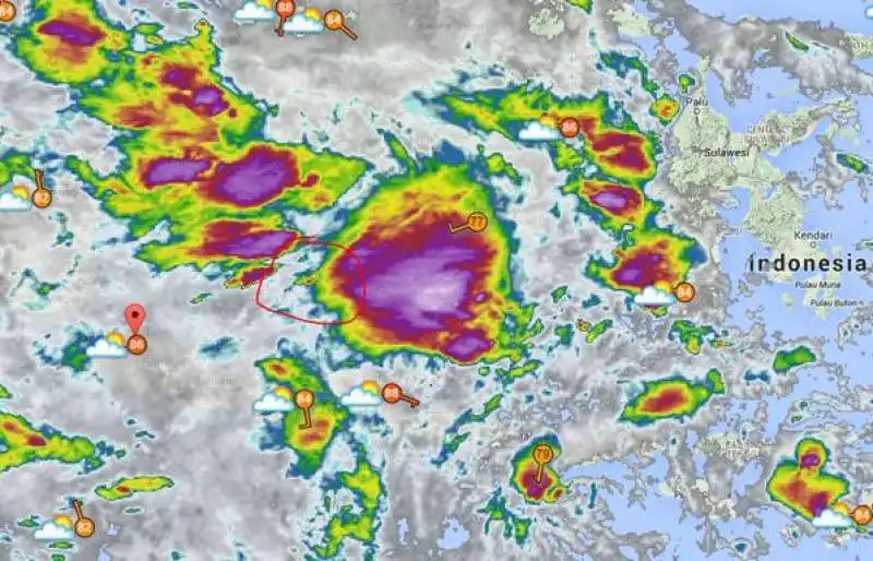 meteo sulla rotta del volo air asia