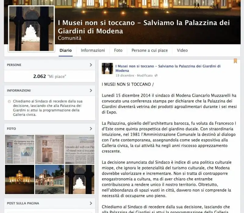 MODENA - PAGINA FACEBOOK I MUSEI NON SI TOCCANO