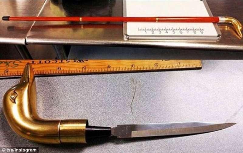 Bastone con coltello confiscato all aeroporto di milwaukee - Dago  fotogallery