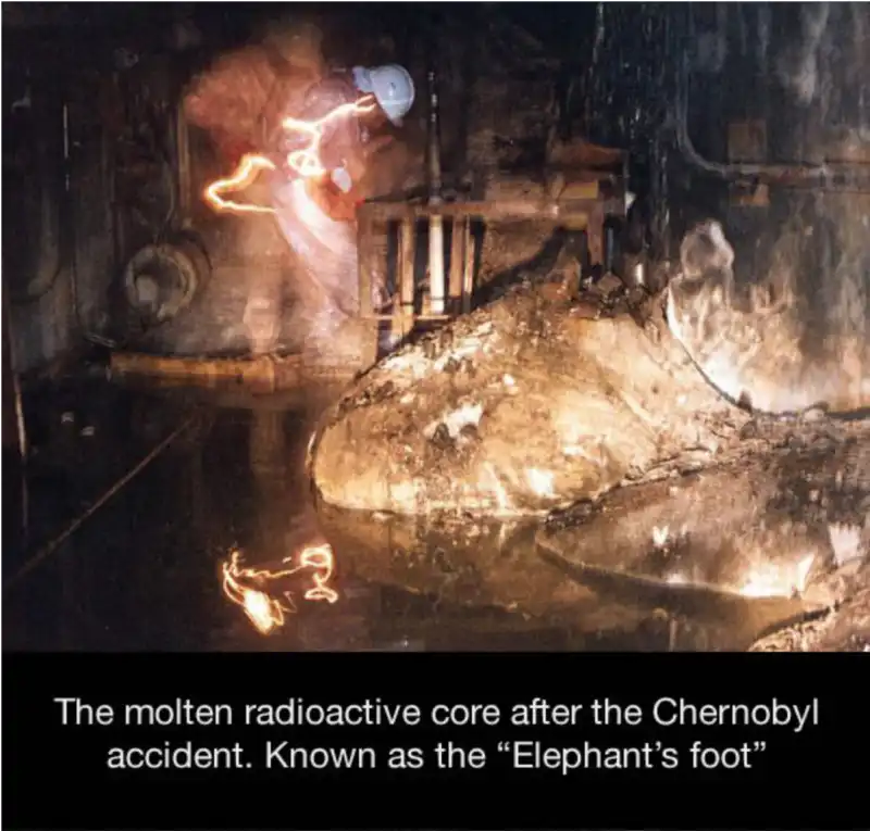 il nucleo del reattore di chernobyl fuso dalla lava radioattiva conosciuto come elephants foot