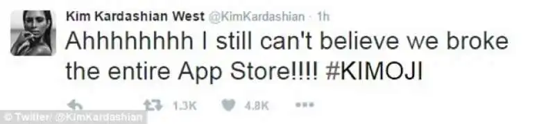 kim twitta sul tilt provocato all app store