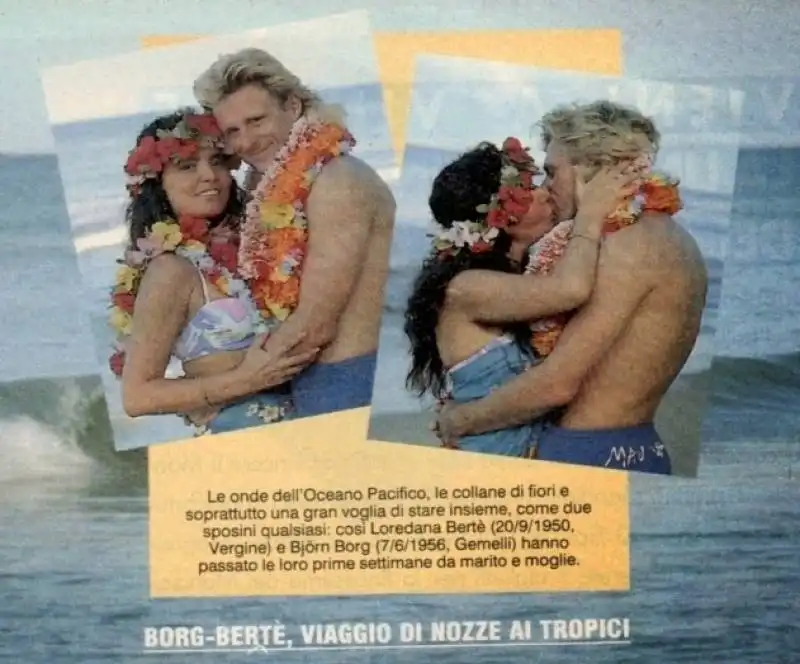 loredana  berte   bjorn borg viaggio di nozze