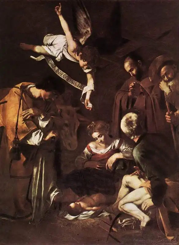 nativita con i santi lorenzo e francesco caravaggio