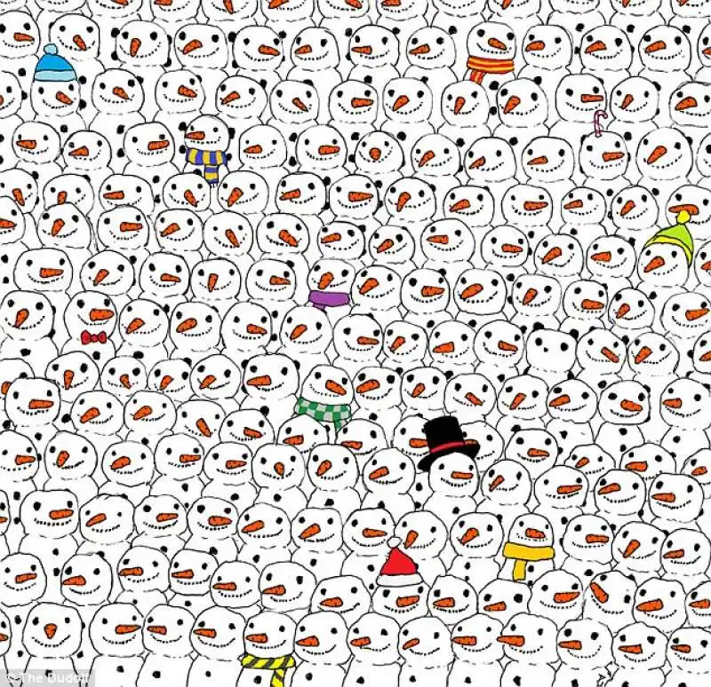 panda tra pupazzi di neve