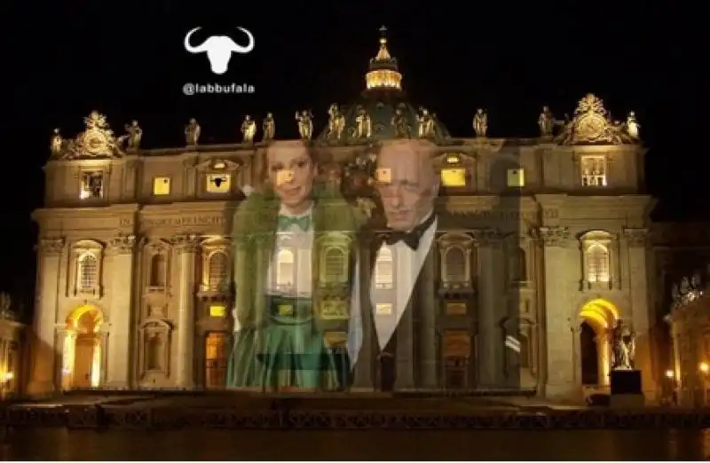 sallusti e santanche nei giochi di luce del vaticano