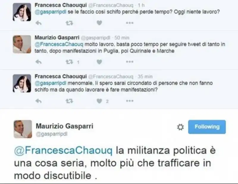 scazzo twitter tra francesca chaouqui e gasparri      