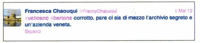 TWEET CHAOUQUI DISCONOSCIUTO