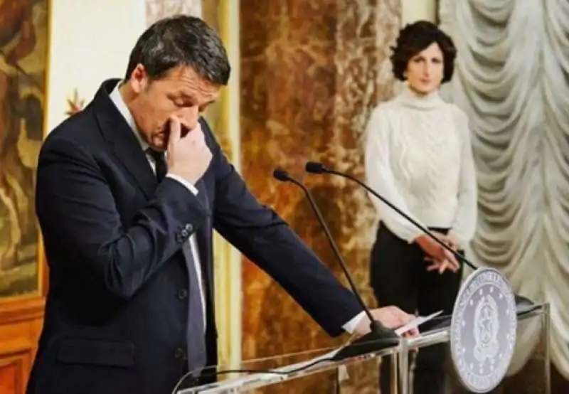 AGNESE LANDINI E MATTEO RENZI DURANTE LE DIMISSIONI