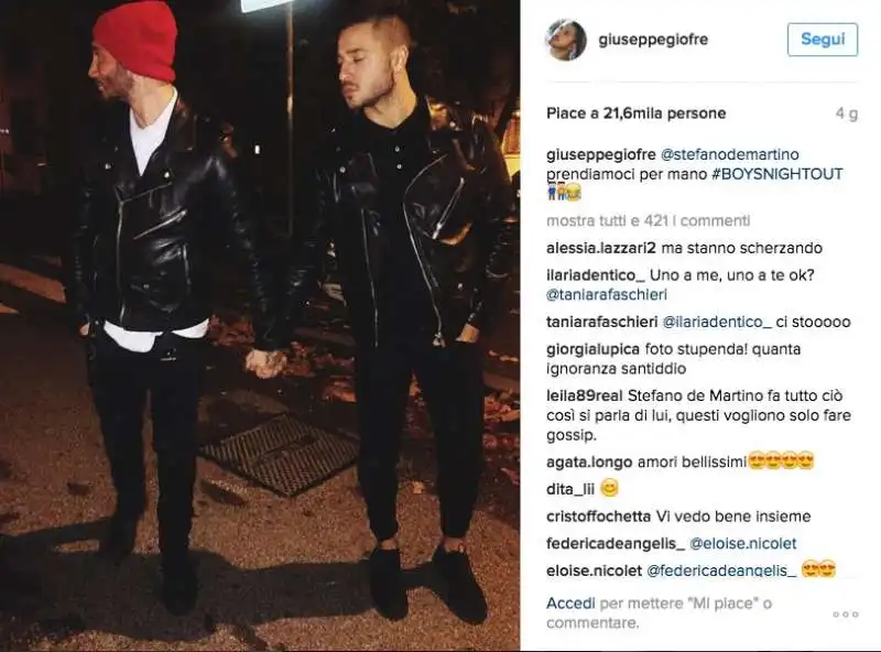 giuseppe giofre stefano de martino si tengono per mano