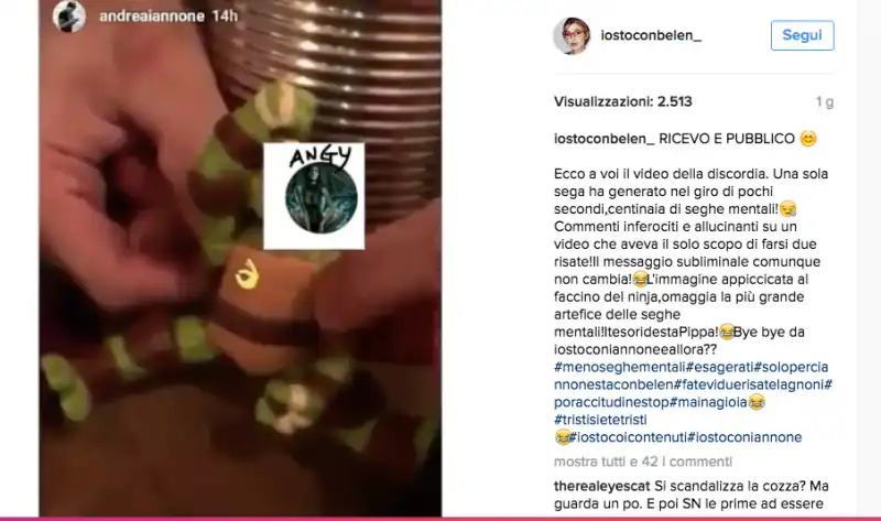 IL VIDEO DI ANDREA IANNONE E LA PIPPA AL PUPAZZETTO