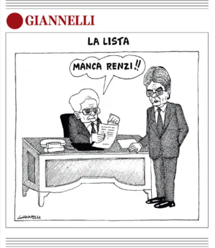 VIGNETTA DI GIANNELLI - IL GOVERNO GENTILONI - RENZI E MATTARELLA