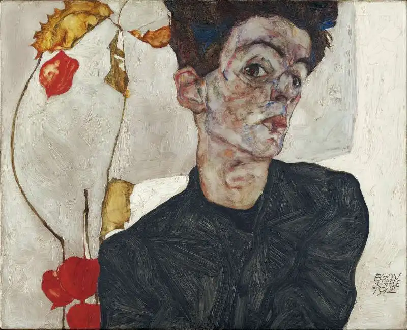 egon schiele   self portrait with physalis   google art project