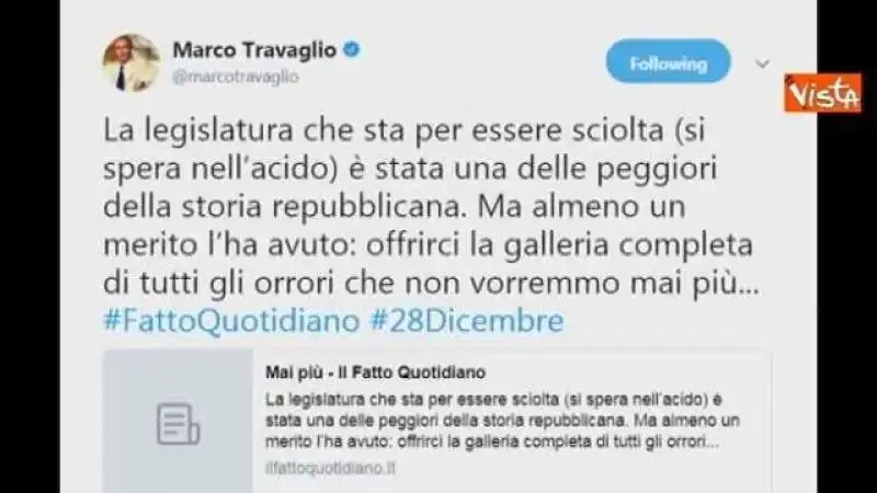 MARCO TRAVAGLIO E IL POST SULLA LEGISLATURA DA SCIOGLIERE NELL ACIDO