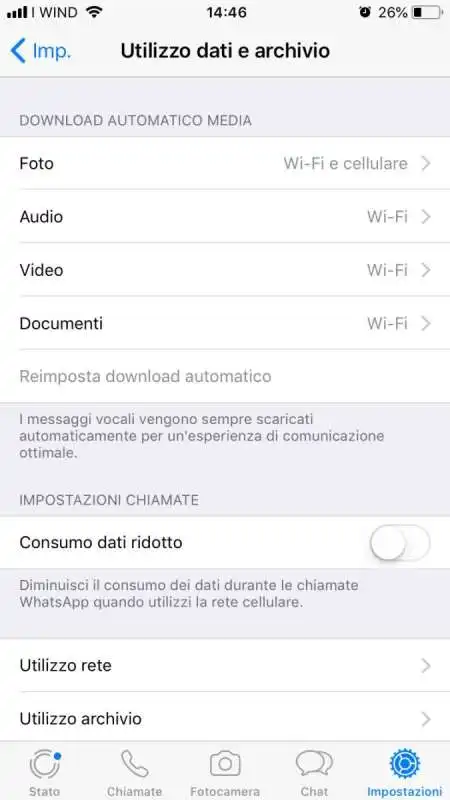 bloccare download automatico dei media