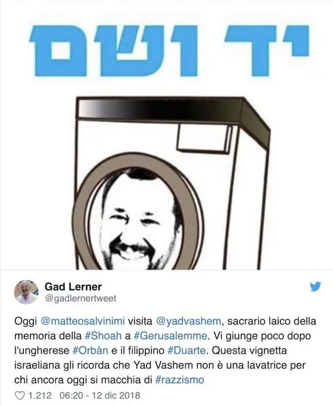 GAD LERNER CONTRO LA VISITA DI SALVINI ALLO YAD VASHEM DI GERUSALEMME