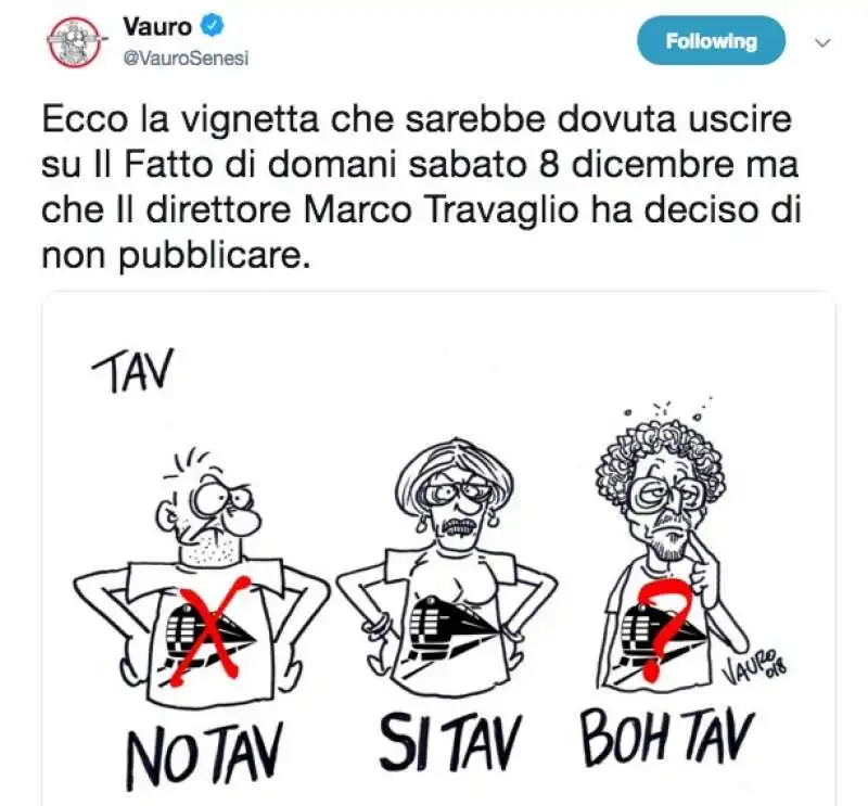 TRAVAGLIO VAURO TONINELLI VIGNETTA