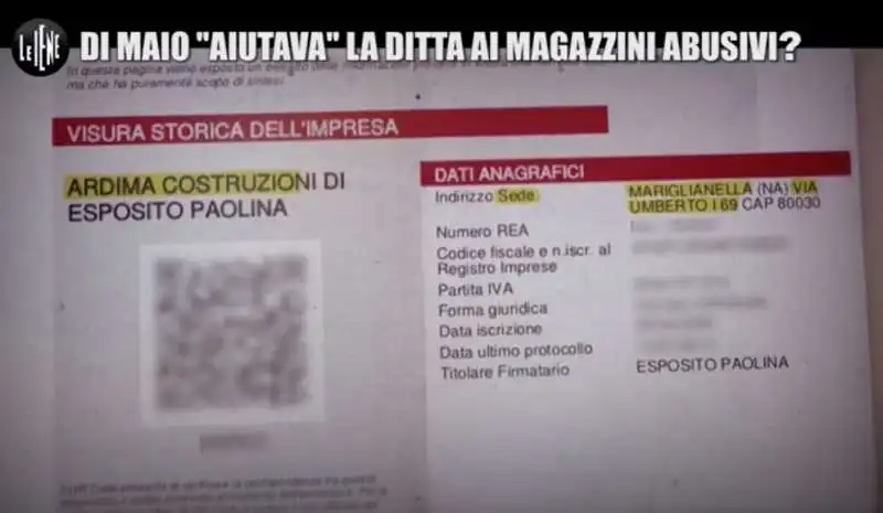 visura della ardima costruzioni della famiglia di maio