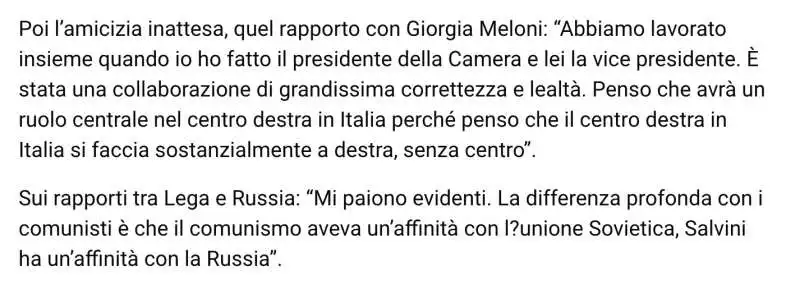 FAUSTO BERTINOTTI ELOGIA LA MELONI IN UN'INTERVISTA A TPI