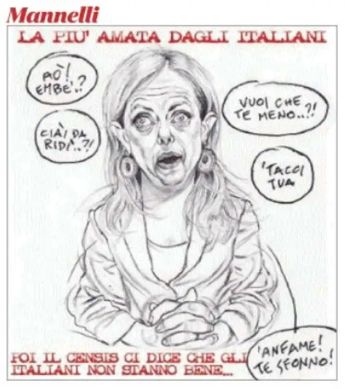 GIORGIA MELONI NELLA VIGNETTA DI MANNELLI