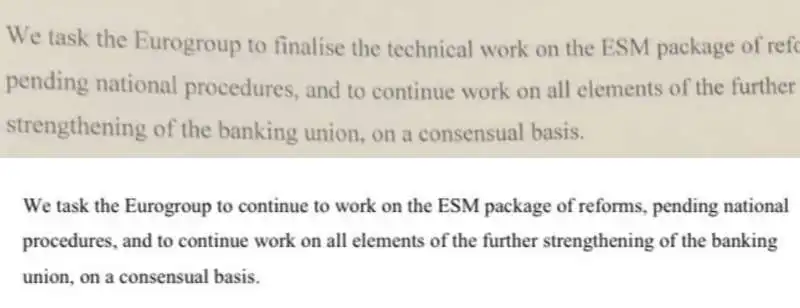 IL COMUNICATO STAMPA DELL'EUROGRUPPO SUL MES PRIMA E DOPO L'INTERVENTO DI CONTE
