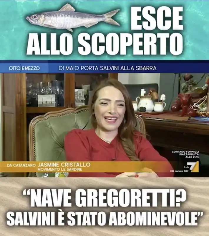 jasmine cristallo sulla bacheca di salvini 1