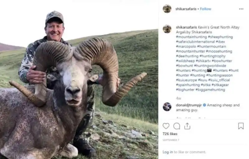 kaan karakaya con una pecora argali e il commento di donald trump jr