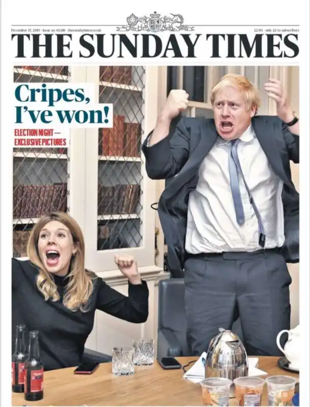 la copertina del sunday times sulla vittoria di boris