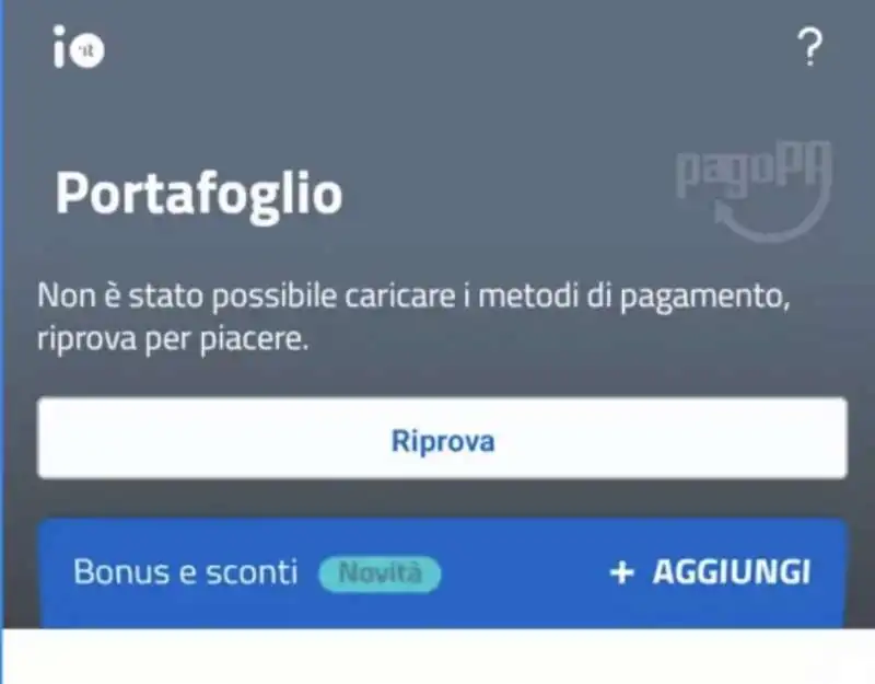 app io non funziona 