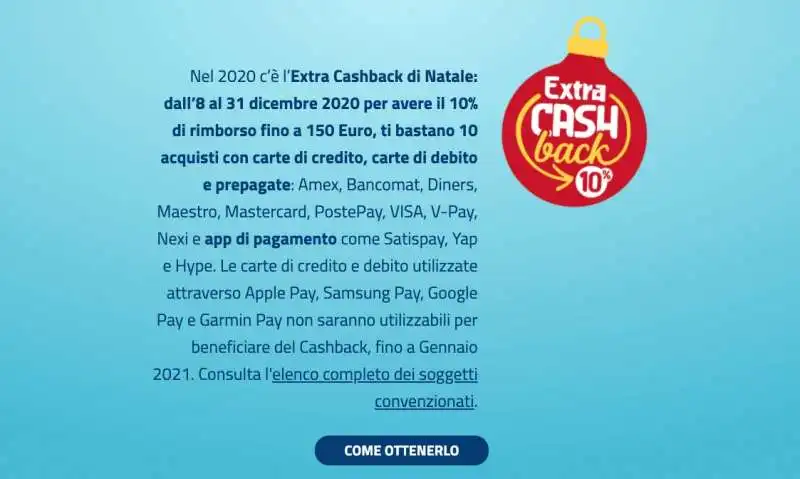 extra cashback di natale