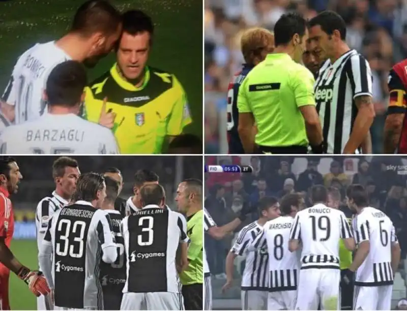 LE PROTESTE DELLA JUVENTUS CON GLI ARBITRI