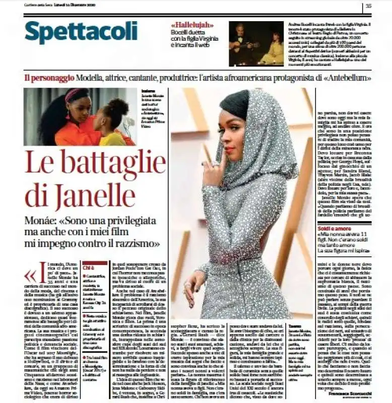 pagina del corriere della sera su antebellum