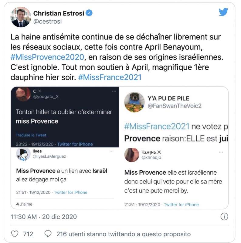 tweet antisemiti miss france