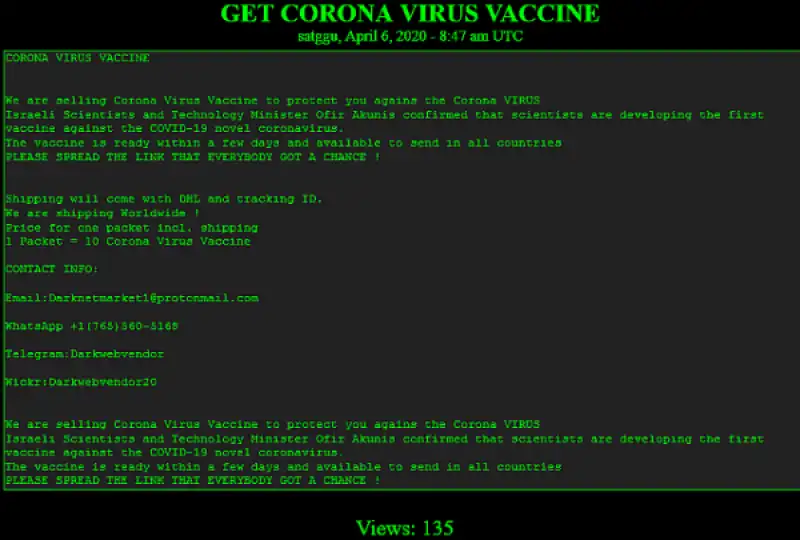 vaccini anti coronavirus in vendita sul dark web 13