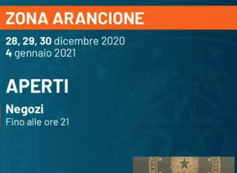 zona arancione giorni feriali vacanze di natale