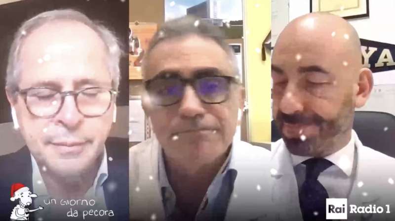 crisanti, bassetti e pregliasco cantano si si si, vacciniamoci 10