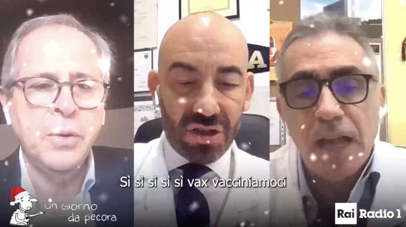 crisanti, bassetti e pregliasco cantano si si si, vacciniamoci