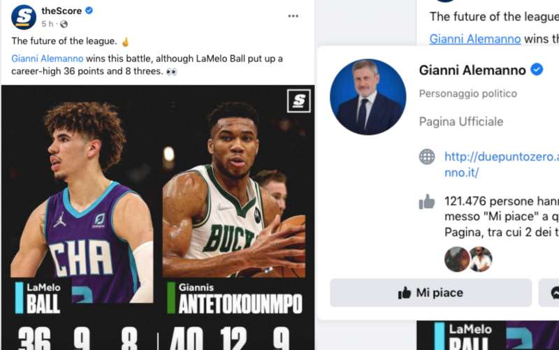 GIANNI ALEMANNO TAGGATO NEL POST SU GIANNIS ANTETOKOUNMPO