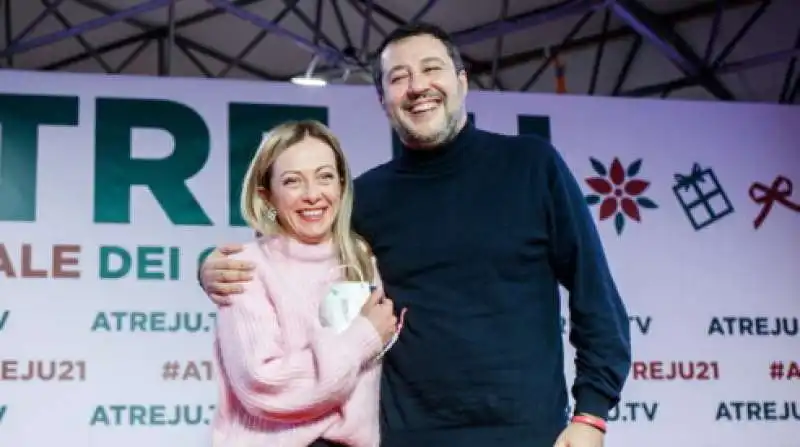 GIORGIA MELONI E MATTEO SALVINI AD ATREJU