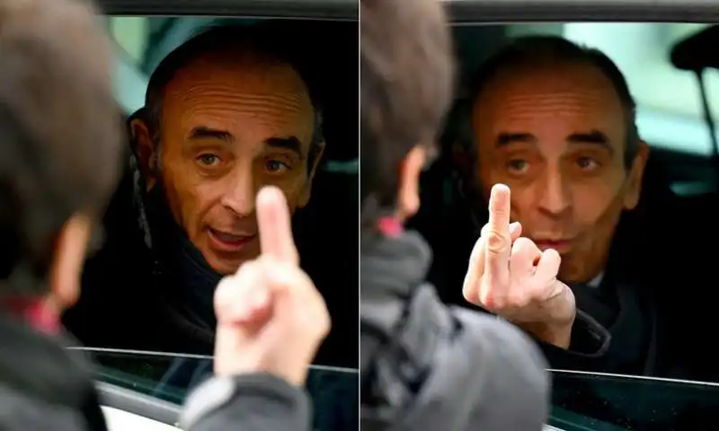 IL DITO MEDIO DI ERIC ZEMMOUR A UNA PASSANTE