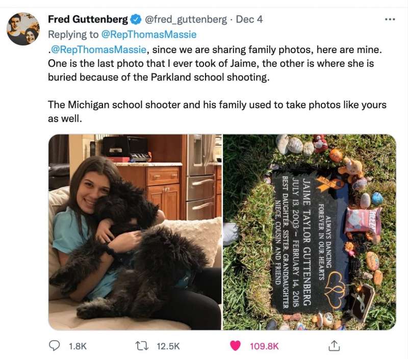 La risposta di Fred Gutenberg al tweet di Thomas Massie