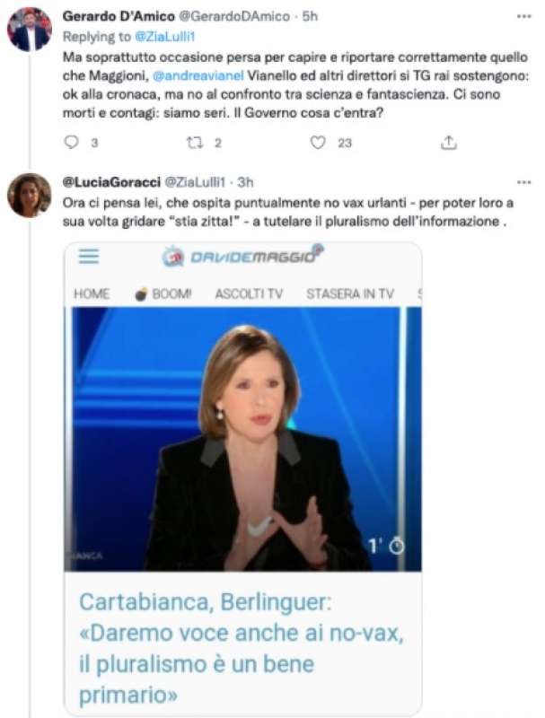 lucia goracci contro bianca berlinguer